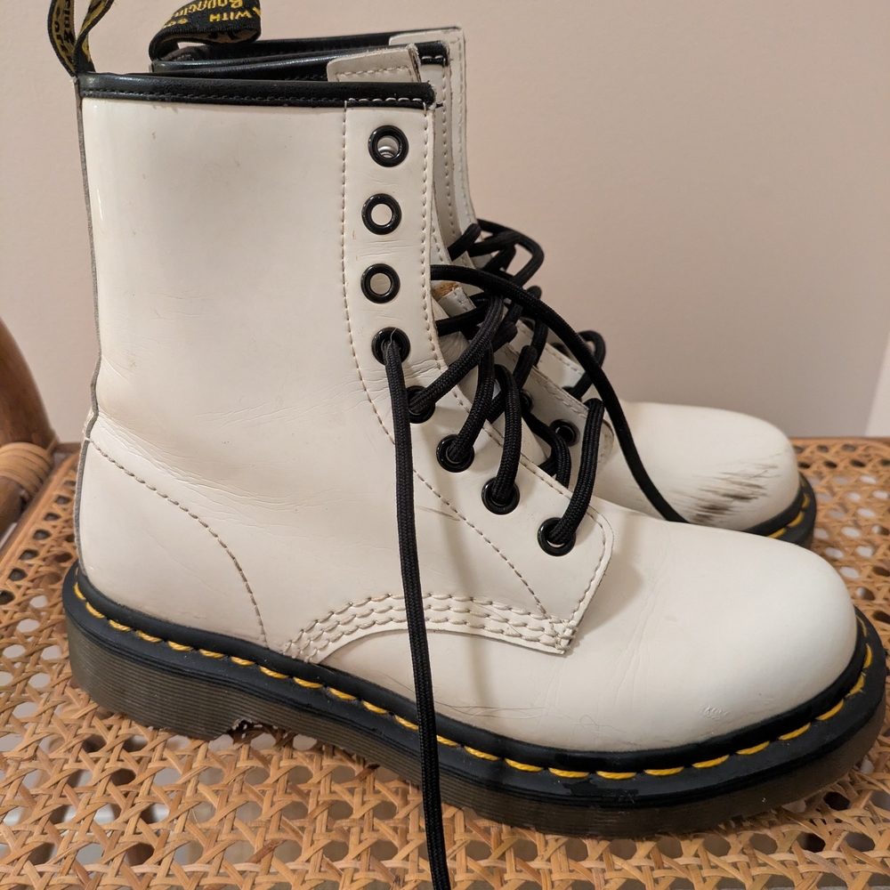 White Leather Lace-Up Boots